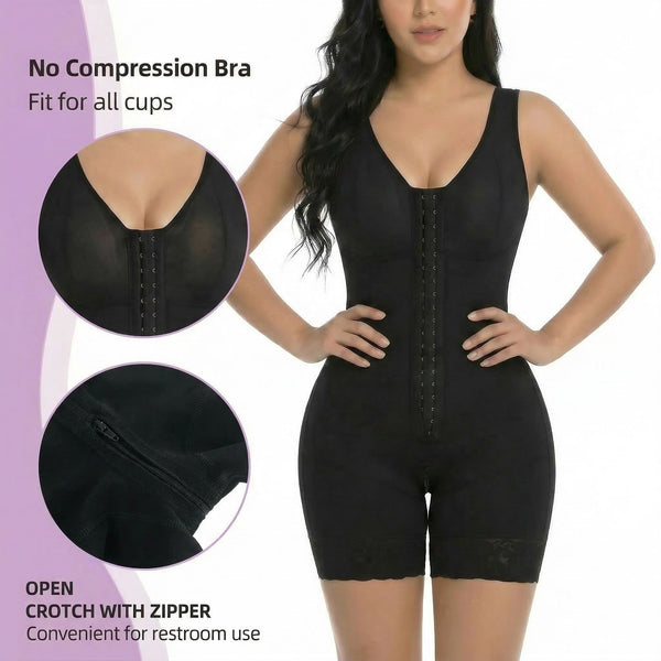 Seamless Full Body Shapewear with Zipper for Easy Restroom Use