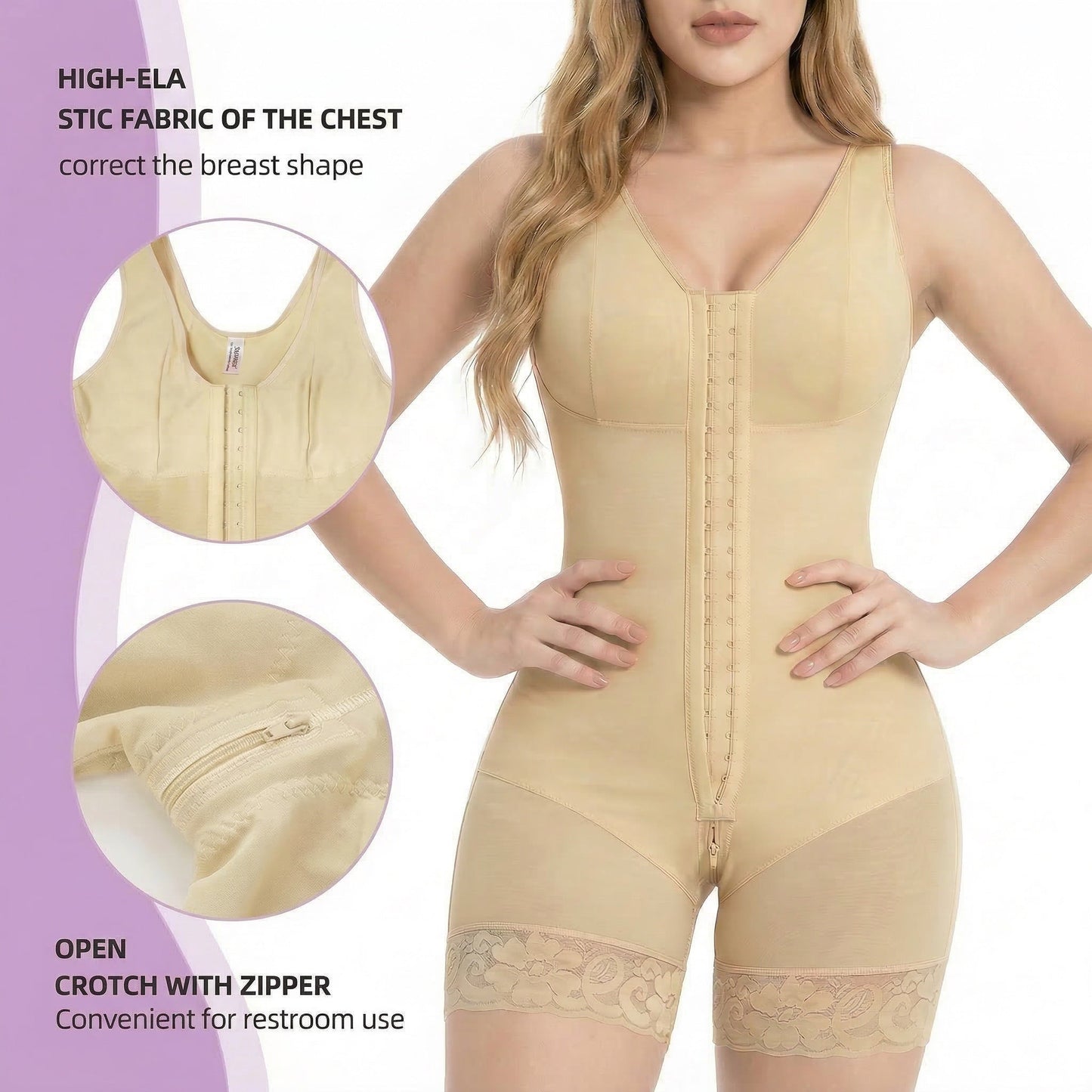 Seamless Full Body Shapewear with Practical Zipper Design