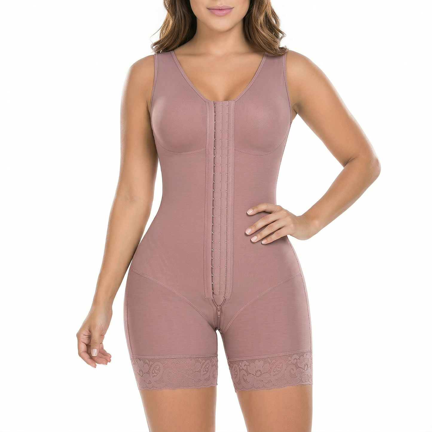 Seamless Full Body Shapewear with Practical Zipper Design