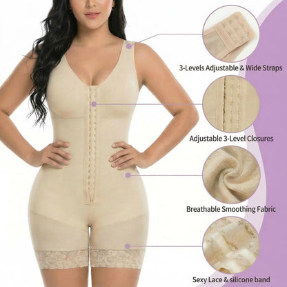 Seamless Full Body Shapewear with Practical Zipper Design
